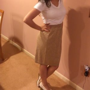 Jeanne Pierre Metallic Knit Gold Skirt